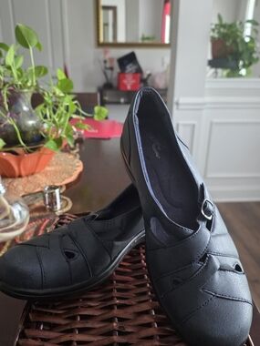 Easy Street NAVY blue Casual Slip-On Loafers with Buckle Detail